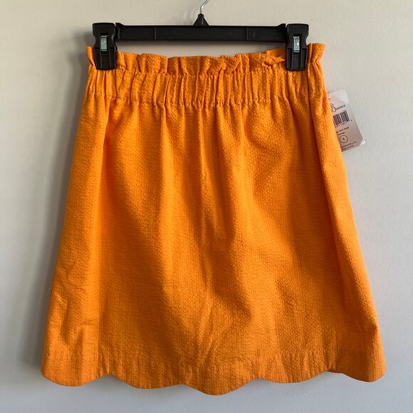 Lauren James Scallop Skirt Pull On Seersucker Made in USA Sherbet Orange S NWT - Picture 1 of 5